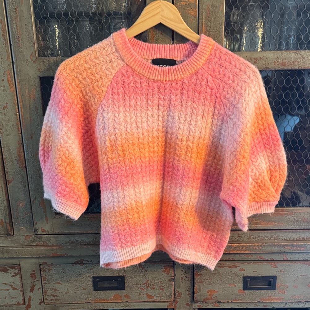 Anthropology Cozy Pink and Orange Women's Sweater